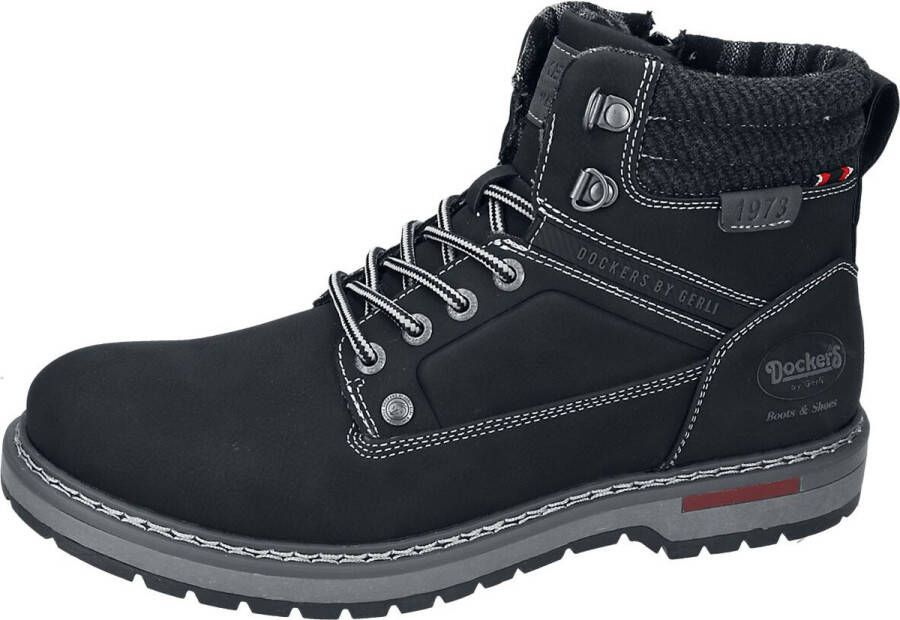Dockers by Gerli Zwarte boot Geveterde laarzen zwart