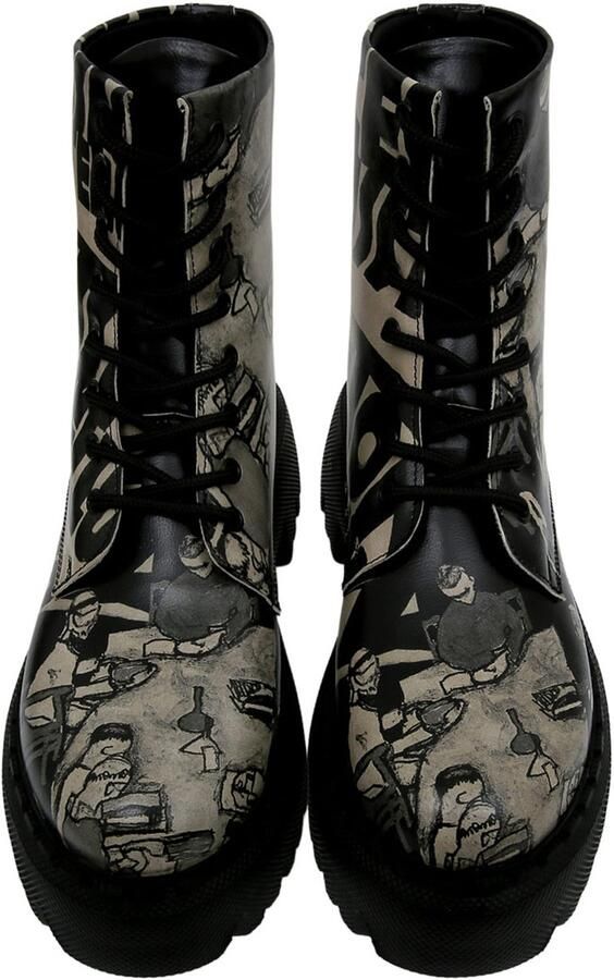 DOGO Navy Dames Laarzen Supper BlackWhite