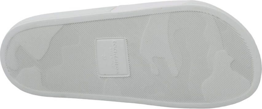 Dolce & Gabbana White Leather #dgfamily Slides Shoes Sandals White Dames