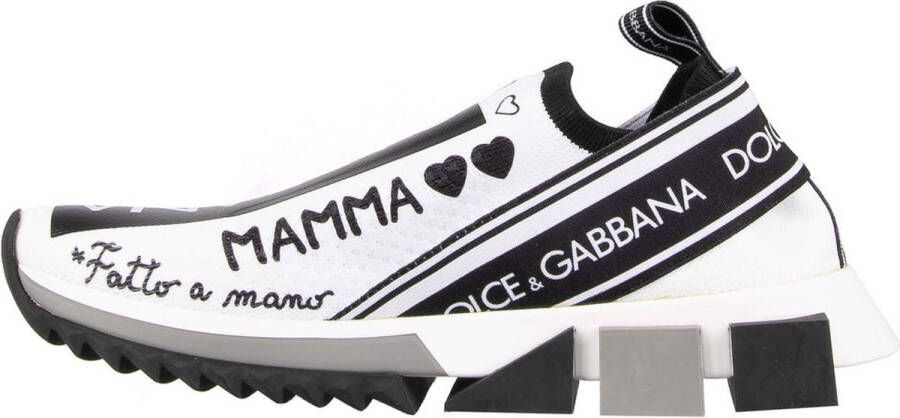 Dolce & Gabbana Elastische Technische Stof Sneakers Zwart Wit Multicolor Dames
