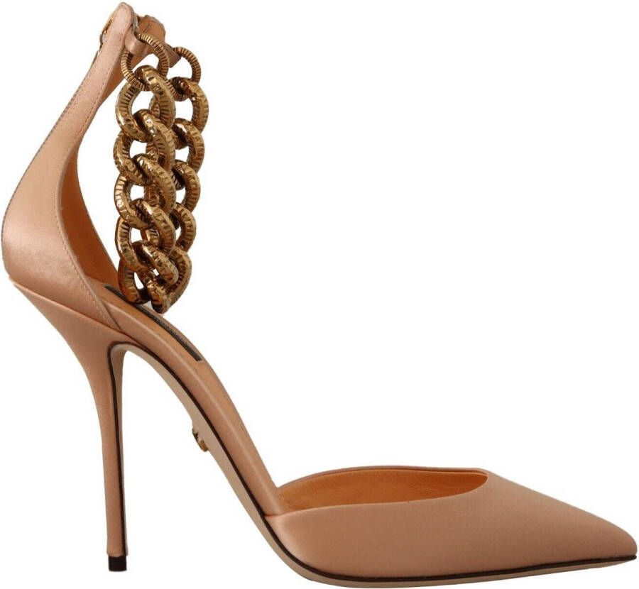 Dolce & Gabbana Beige Ankle Chain Strap High Heels Pumps Shoes