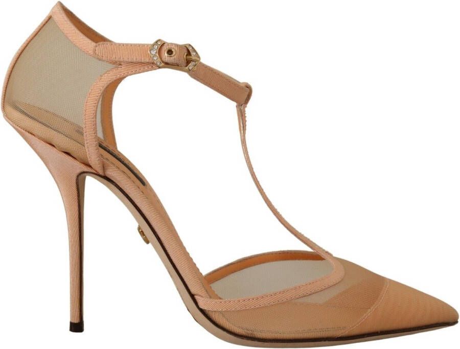 Dolce & Gabbana Beige Mesh T-strap Stiletto Hakken Pumps Schoenen Beige Dames