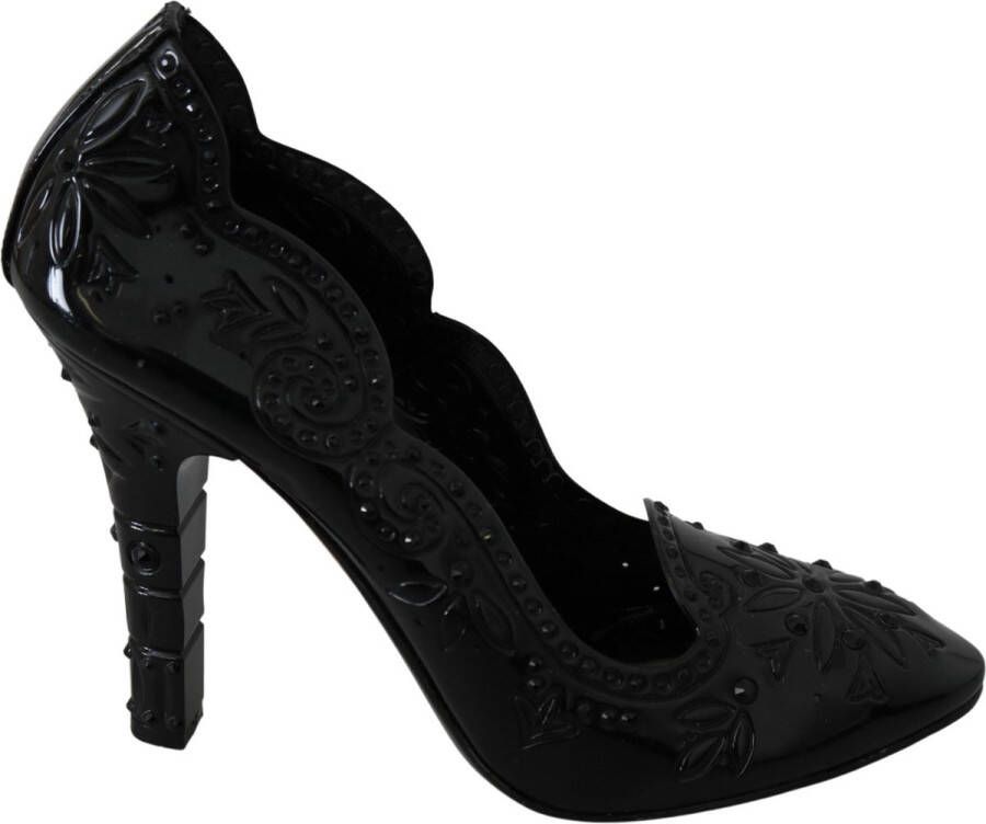 Dolce & Gabbana Zwarte Bloemenkristal Hakken Schoenen Black Dames