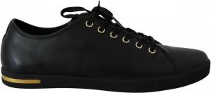 Dolce & Gabbana Black Gold Leather Lace Black Gold Leather Lace Shoes