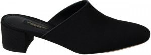 Dolce & Gabbana Black Grosgrain Slides Sandals Women Shoes Zwart Dames
