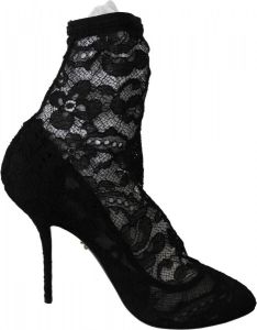 Dolce & Gabbana Stretch Lace Booties Socks Pumps Zwart Dames