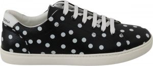 Dolce & Gabbana Black Leather Polka Dots Sneakers Shoes Zwart Dames