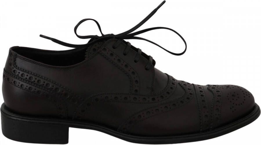 Dolce & Gabbana Zwarte Leren Wingtip Oxford Dress Schoenen Red Heren