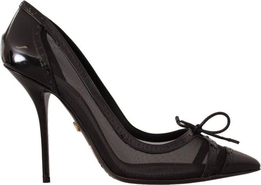 Dolce & Gabbana Zwarte Mesh Leren Puntige Hakken Pumps Schoenen Black Dames