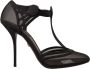 Dolce & Gabbana Zwarte Mesh T-strap Stiletto Hakken Pumps Schoenen Black Dames - Thumbnail 1