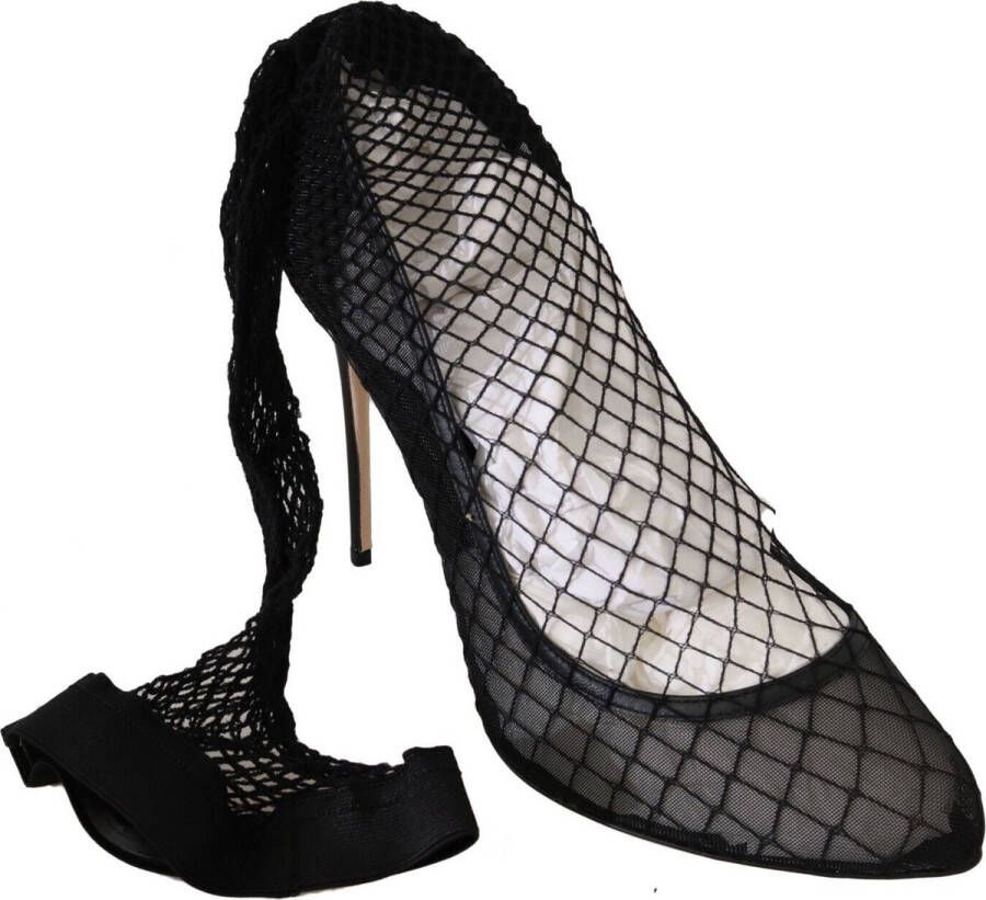 Dolce & Gabbana Black Netted Sock Heels Pumps Shoes