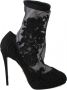 Dolce & Gabbana Black Roses Stilettos Booties Socks Shoes Zwart Dames - Thumbnail 1