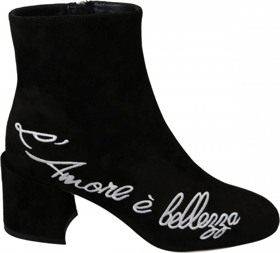 Dolce & Gabbana Black Suede L'Amore E'Bellezza Boots Shoes