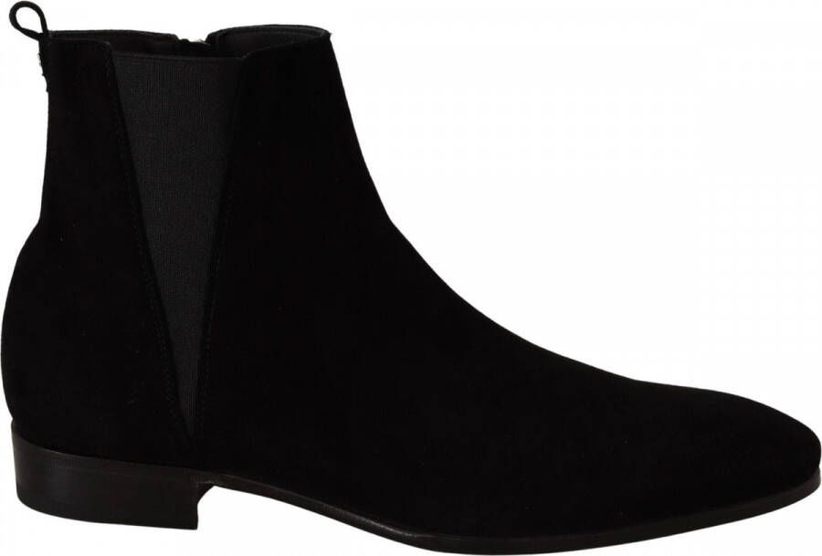 Dolce & Gabbana Dolce Gabbana Black Suede Leather Chelsea Mens Boots Shoes Black Heren