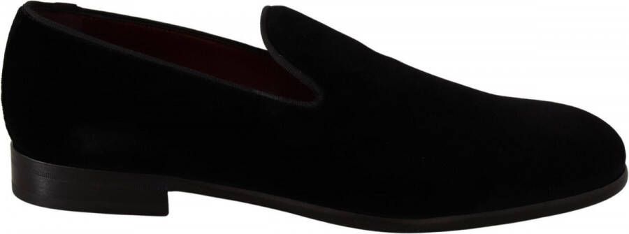 Dolce & Gabbana Velvet Slip-On Formele Loafers Leren Zool - Foto 1