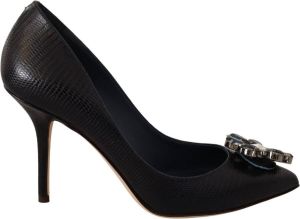 Dolce & Gabbana Blue Leather Crystal Heels Pumps Heels Shoes Blauw Dames