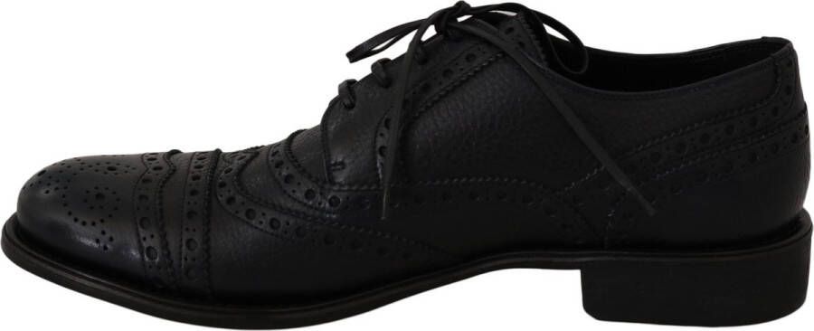 Dolce & Gabbana Elegante Wingtip Derby Schoenen in Donkerblauw Blue Heren