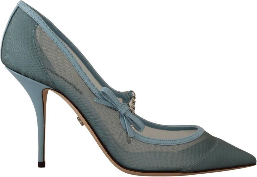Dolce & Gabbana Blauwe Mesh Kettingen Hakken Pumps Mary Jane Schoenen Blue Dames