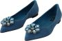 Dolce & Gabbana Elegante Blauwe Suède Kristal Ballerinas Blue Dames - Thumbnail 1