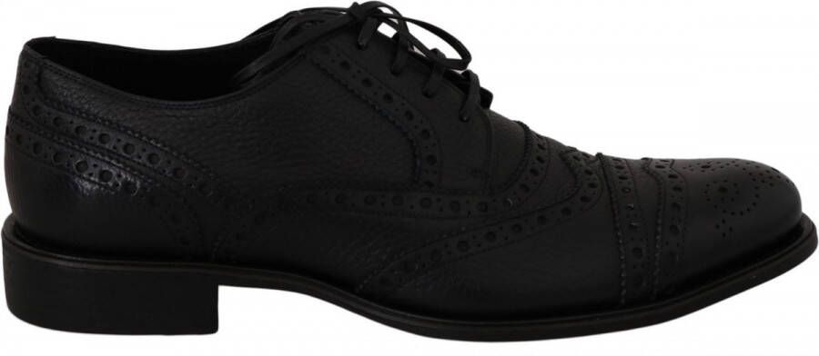Dolce & Gabbana Elegante Wingtip Derby Schoenen in Donkerblauw Blue Heren