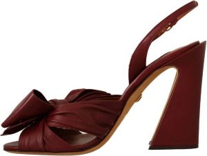 Dolce & Gabbana Bordeaux Leather Ankle Strap Heel Sandals Shoes