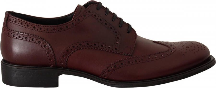 Dolce & Gabbana Bordeaux Leather Oxford Wingtip Formal Shoes - Foto 2