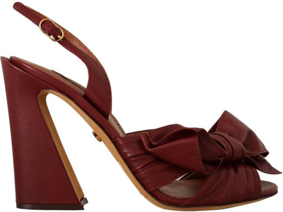 Dolce & Gabbana Bordeaux lederen enkelbandje hak sandalen schoenen