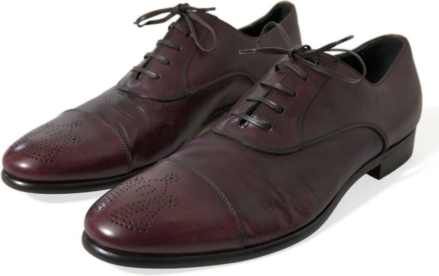 Dolce & Gabbana Bordeauxrode Lederen Formele Derby-Geklede Schoenen