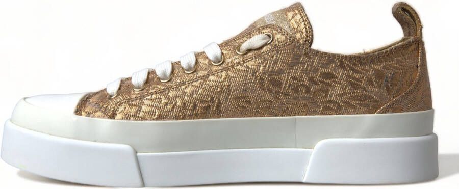 Dolce & Gabbana Brokaat Lage Sneakers Met Plateauzolen