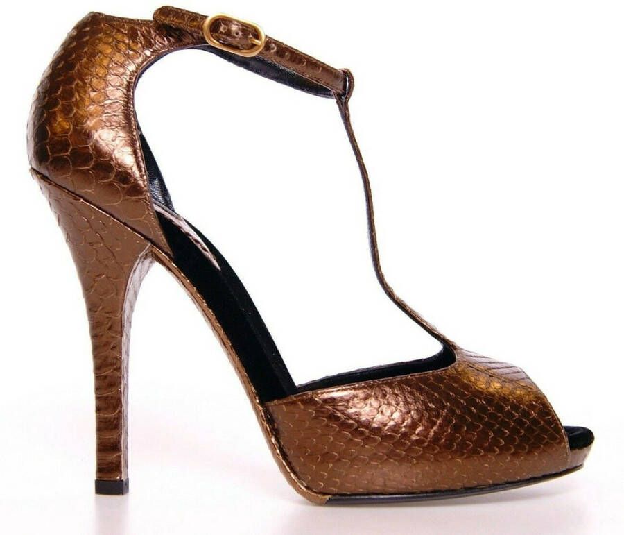 Dolce & Gabbana Bronzen Leren Plateau Pumps Schoenen Brown Dames