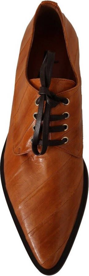 Dolce & Gabbana Brown Eel Leather Lace Up Formal Shoes