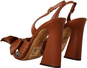 Dolce & Gabbana Brown Leather Ankle Strap Heels Sandals Shoes
