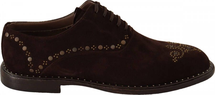 Dolce & Gabbana Brown Suede Marsala Derby Studded Shoes