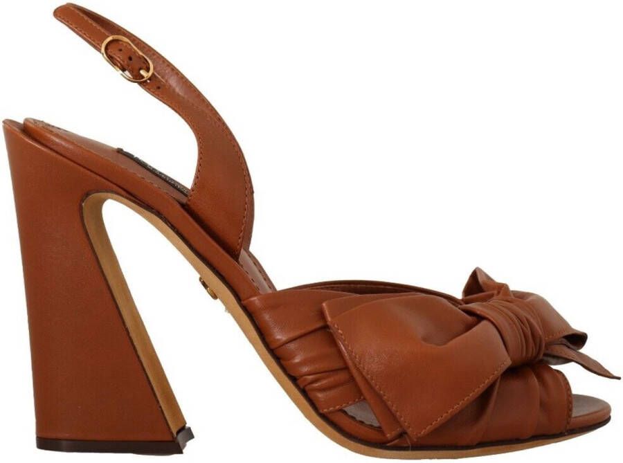 Dolce & Gabbana Brown Leather Ankle Strap Heels Sandals Shoes Brown Dames