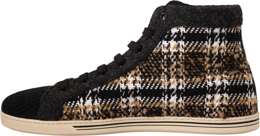 Dolce & Gabbana Beige Brown Wool Cotton High Top Sneakers Beige Heren