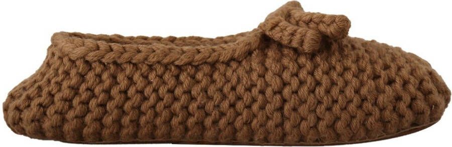 Dolce & Gabbana Brown Slip On Ballerina Flats Wool Knit Shoes Bruin Dames