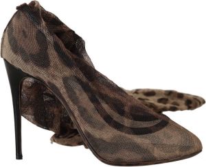 Dolce & Gabbana Bruine luipaard tule pumps met lange sokken
