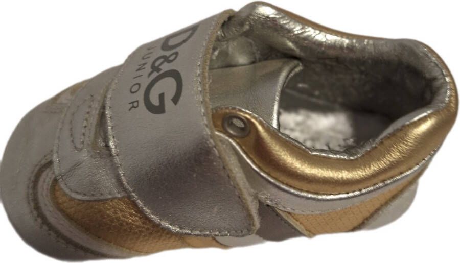 Dolce & Gabbana D&G BABY SNEAKER IN SILVER MET GOLDLINE