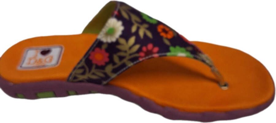 Dolce & Gabbana D&G WOOD SLIPPER MET FLEURIL BOVENDECK EN ORANGE SOLE