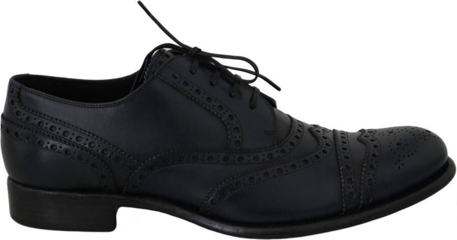 Dolce & Gabbana Donkerblauwe Leren Wingtip Oxford Jurkschoenen Blue