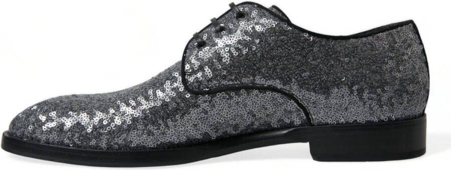 Dolce & Gabbana Zilveren Pailletten Veterschoenen Derby Gray Heren