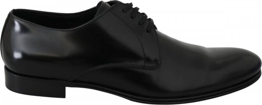 Dolce & Gabbana Zwarte Leren Formele Jurkschoenen Italiaanse Stijl Black