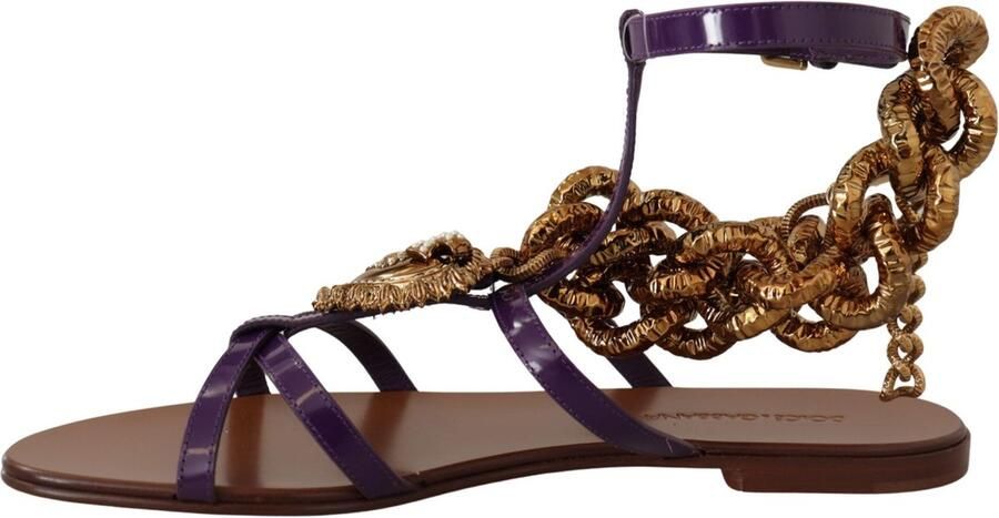 Dolce & Gabbana Platte Gladiator Sandalen met Hart Hanger en Gouden Ketting Brown Dames - Foto 3