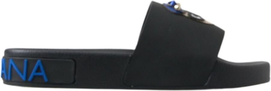 Dolce & Gabbana Dolce Gabbana Slides Rubber Sole Wo Black Flat Shoes - Foto 2