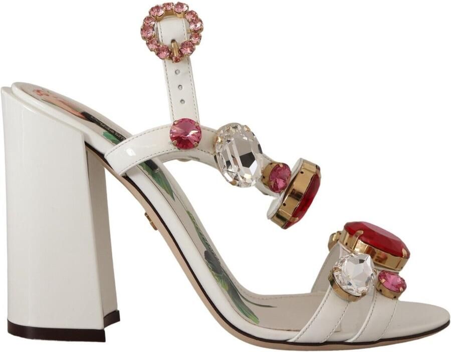 Dolce & Gabbana Hoge hak sandalen met rozenprint en kristallen White Dames