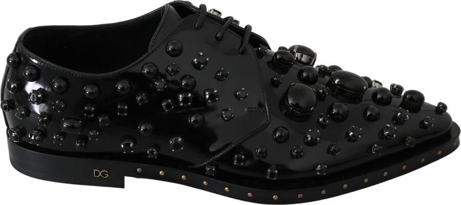 Dolce & Gabbana Embellished Patent Leather Loafers Black Crystal Wo Flat Shoes - Foto 2