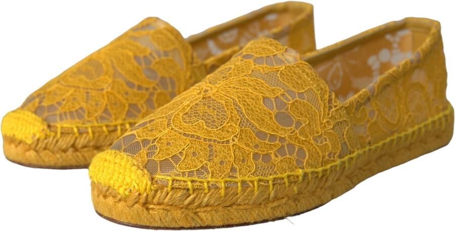 Dolce & Gabbana Gele Kant Espadrille Loafers Platte Schoenen Yellow Dames