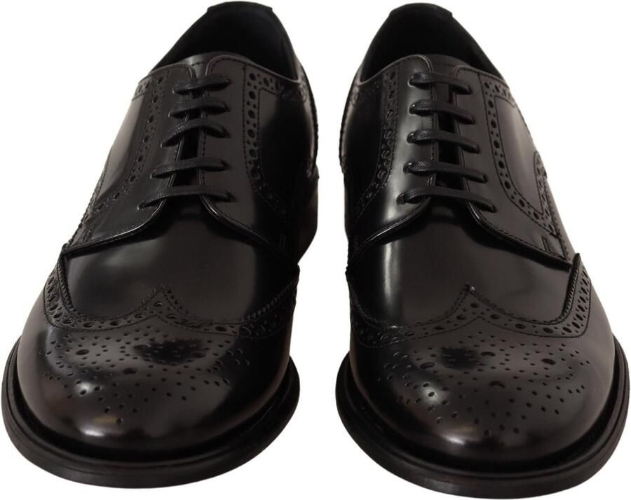 Dolce & Gabbana Leren Derbies Vetersluiting Geperforeerd Detail Black Heren - Foto 2