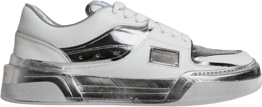 Dolce & Gabbana Leather Low Top Sneakers with Logo Details Wo White