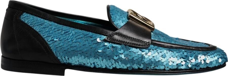Dolce & Gabbana Blauwe Paillet Loafers Stijlvolle Schoenen